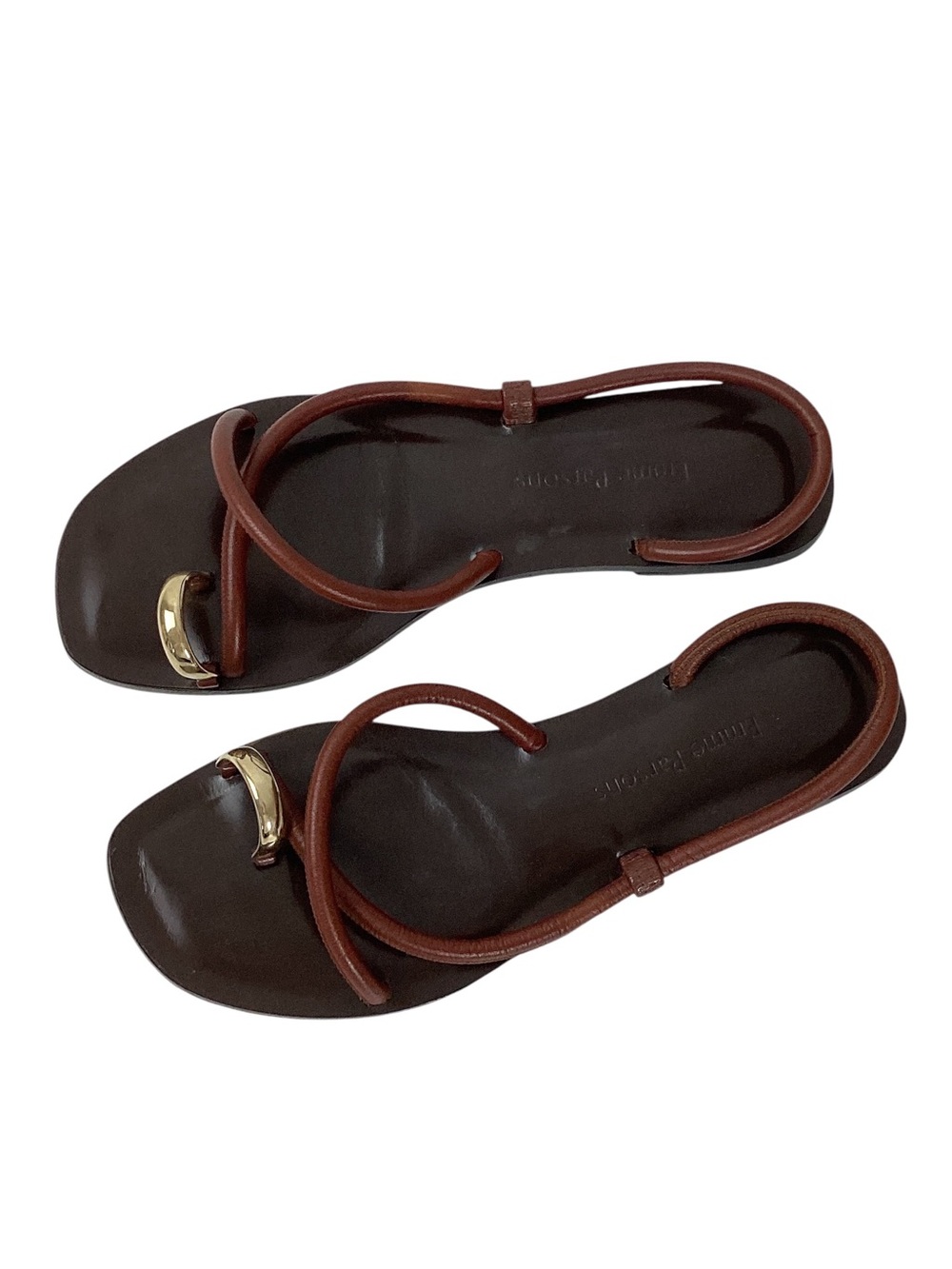 Emme Parsons Laurie Sandals Cocoa Brown Leather Gold Toe Ring IT 39 US 8